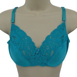 VTG Vanity Fair 32D Bra Style 75-164 Blue Bow Lace Trim Underwire Unlined Women